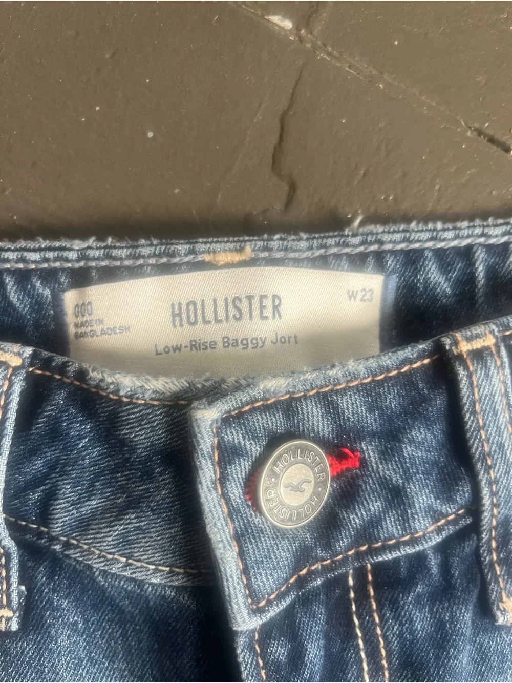 Hollister Low Rise Baggy Jort Blue Denim Cutoff Shorts
